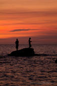 fishing at dusk
